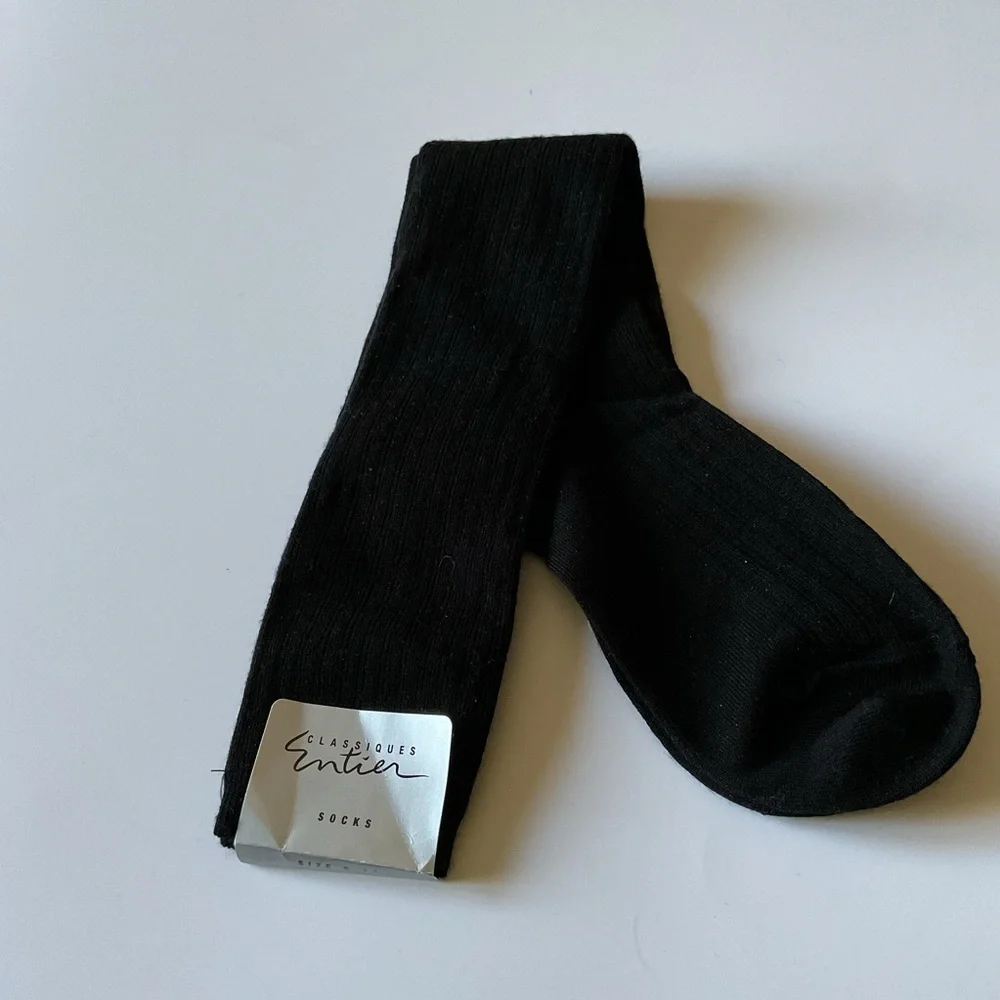CLASSIQUES ENTIER WOMENS WOOL BLEND KNEE SOCKS BLACK OS NWT